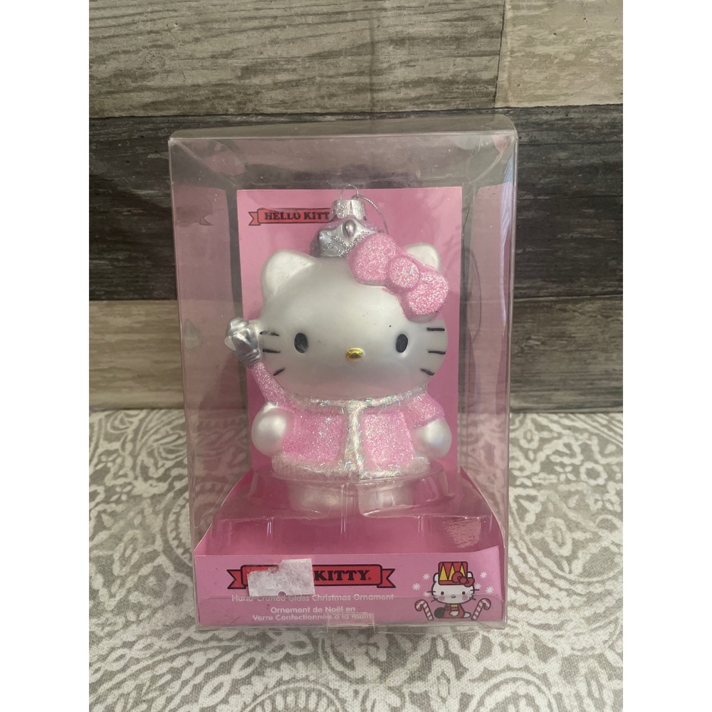 Hello Kitty Sanrio Kurt S Adler Glass Christmas Ornament Pink Glitter HK4102 NEW